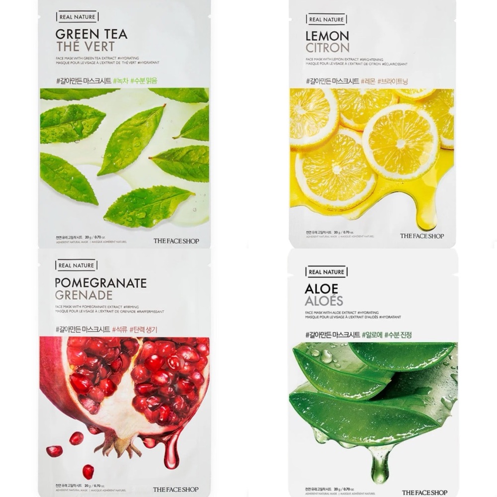 4 NEW The Face Shop Real Nature Face Masks